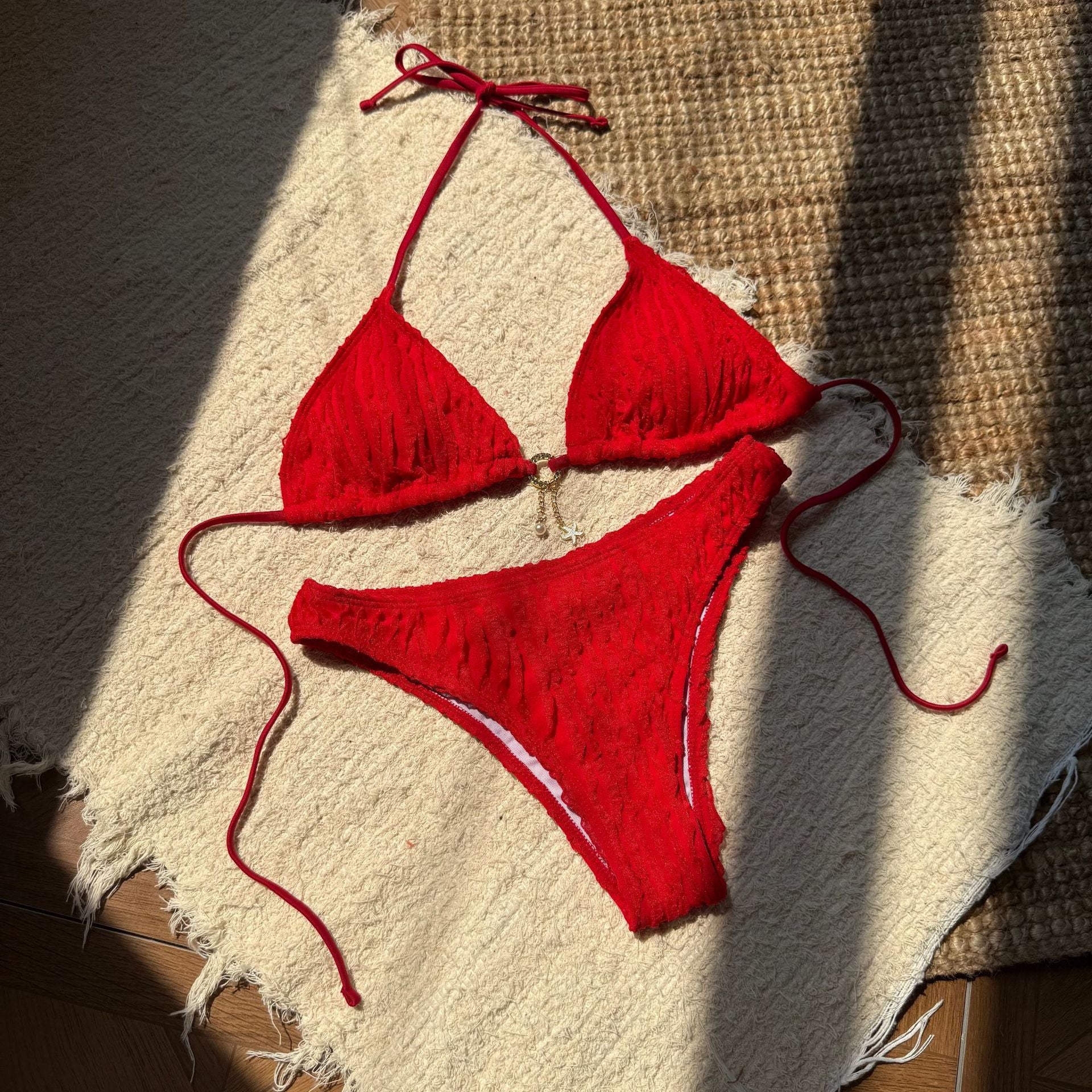 Bikini Halter Froncé Volants 2 Pièces – Coupe Haute Brésilienne