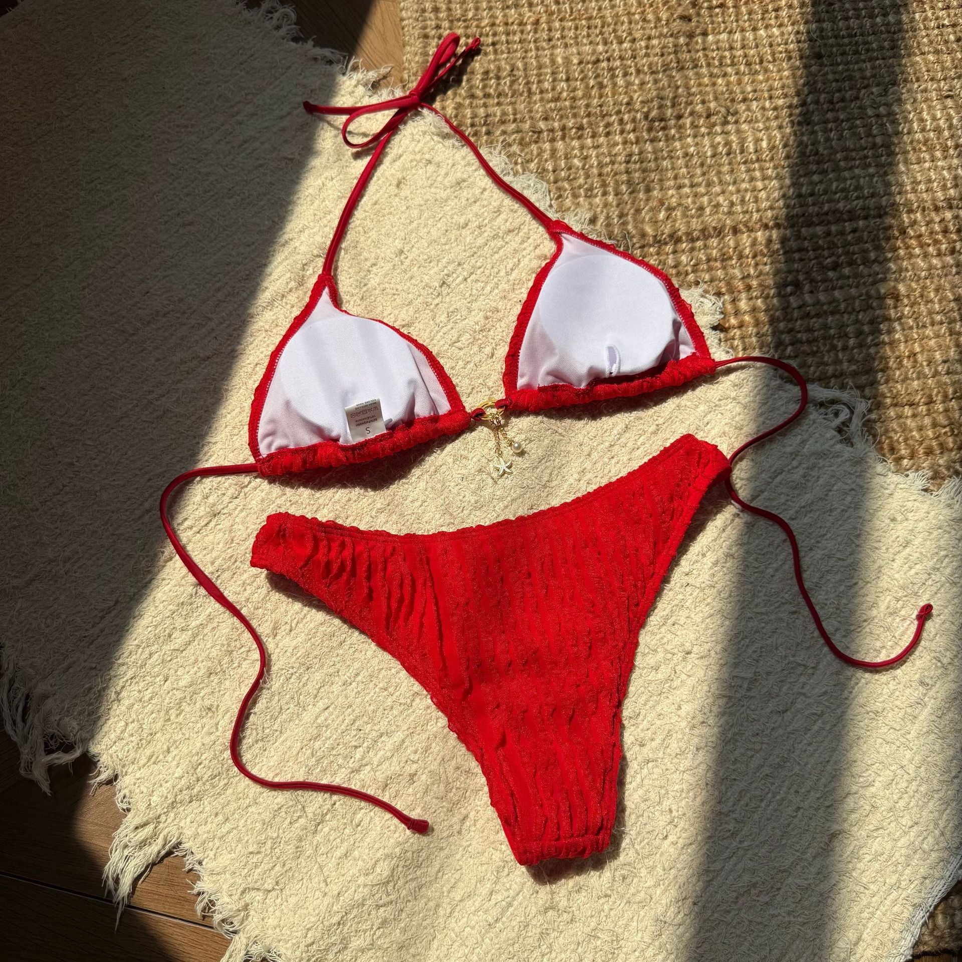 Bikini Halter Froncé Volants 2 Pièces – Coupe Haute Brésilienne