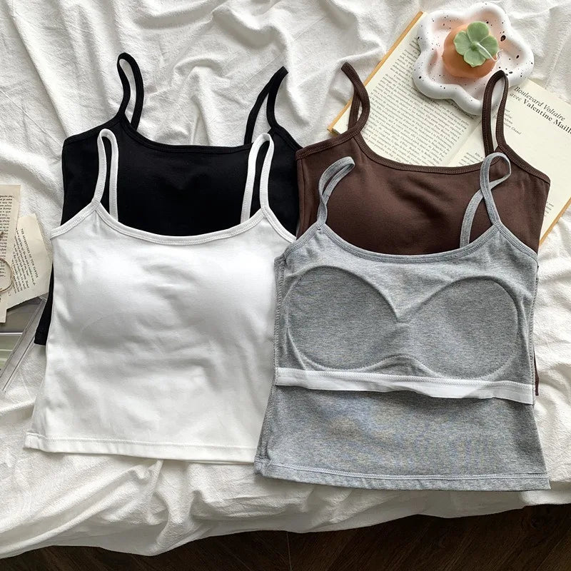 Camisole Bretelles Fines avec Coussinets Intégrés
