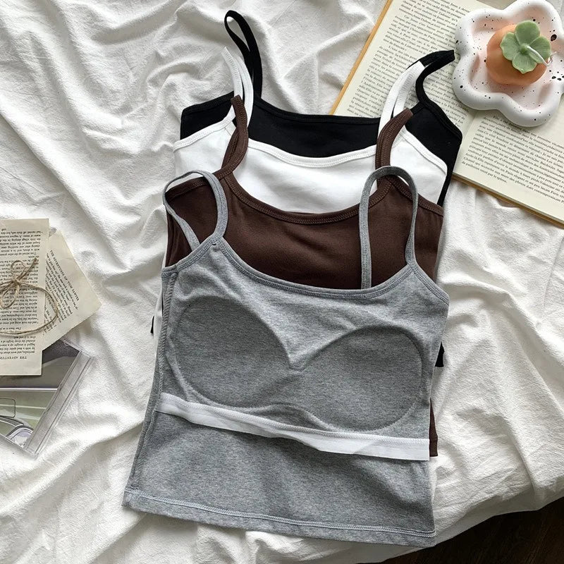 Camisole Bretelles Fines avec Coussinets Intégrés