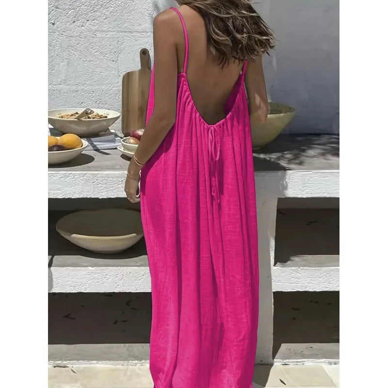 Robe Maxi Ample Sans Bretelles Dos Nu – Confort & Style