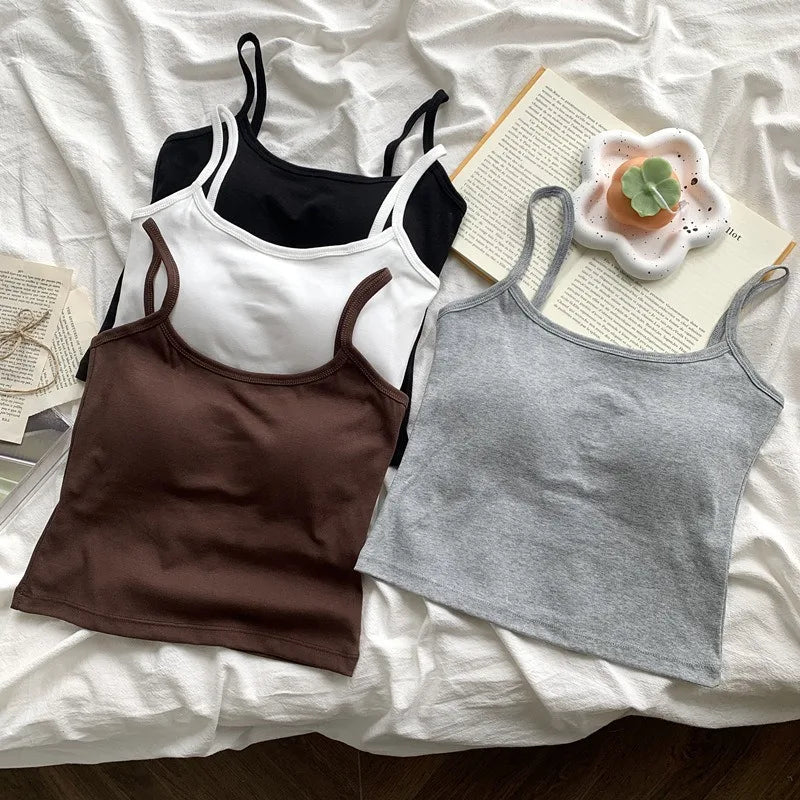Camisole Bretelles Fines avec Coussinets Intégrés