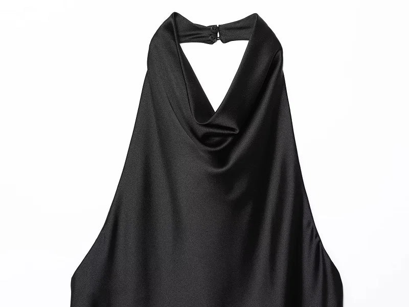Top Halter Satin Dos Nu – Camisole Élégante Été Femme