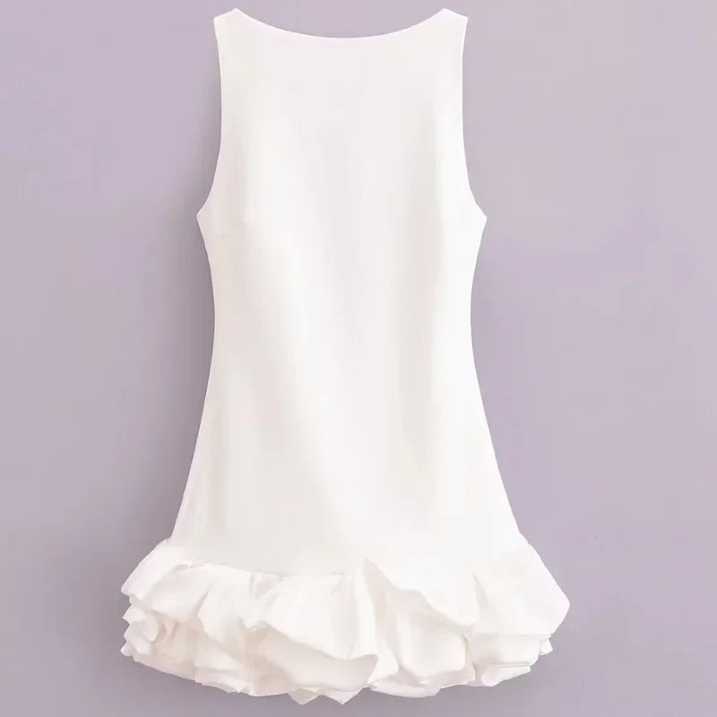 Mini Vestito Bodycon Schiena Scoperta Volant - Sera & Club