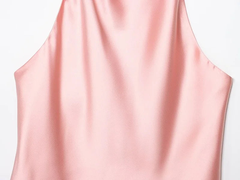 Top Halter Satin Dos Nu – Camisole Élégante Été Femme