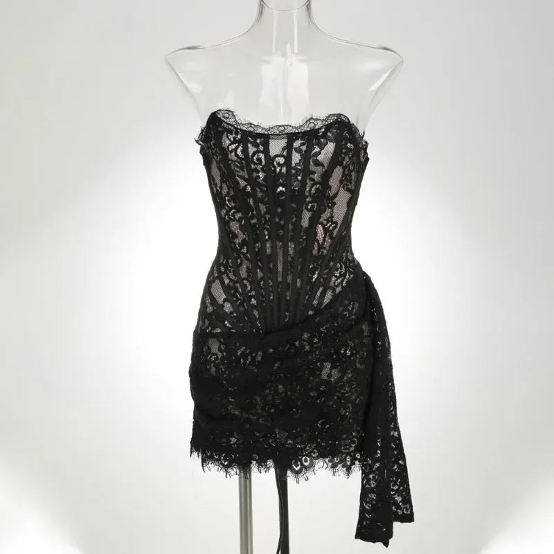 Robe de Soirée Dentelle Bustier Slim – Élégance & Sophistication