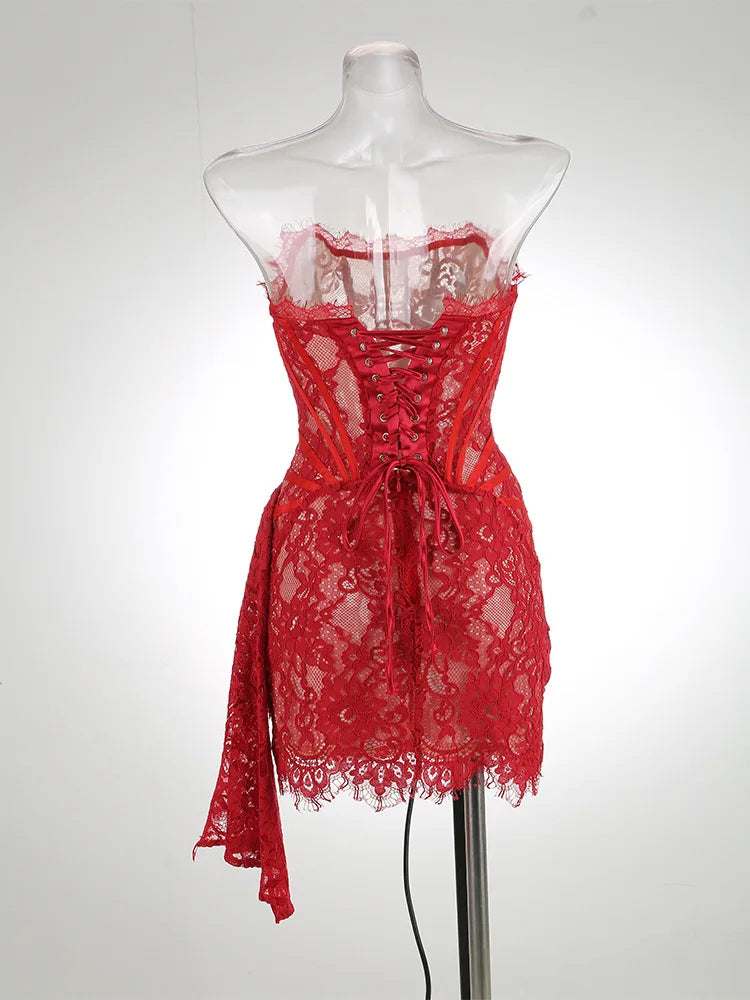 Robe de Soirée Dentelle Bustier Slim – Élégance & Sophistication