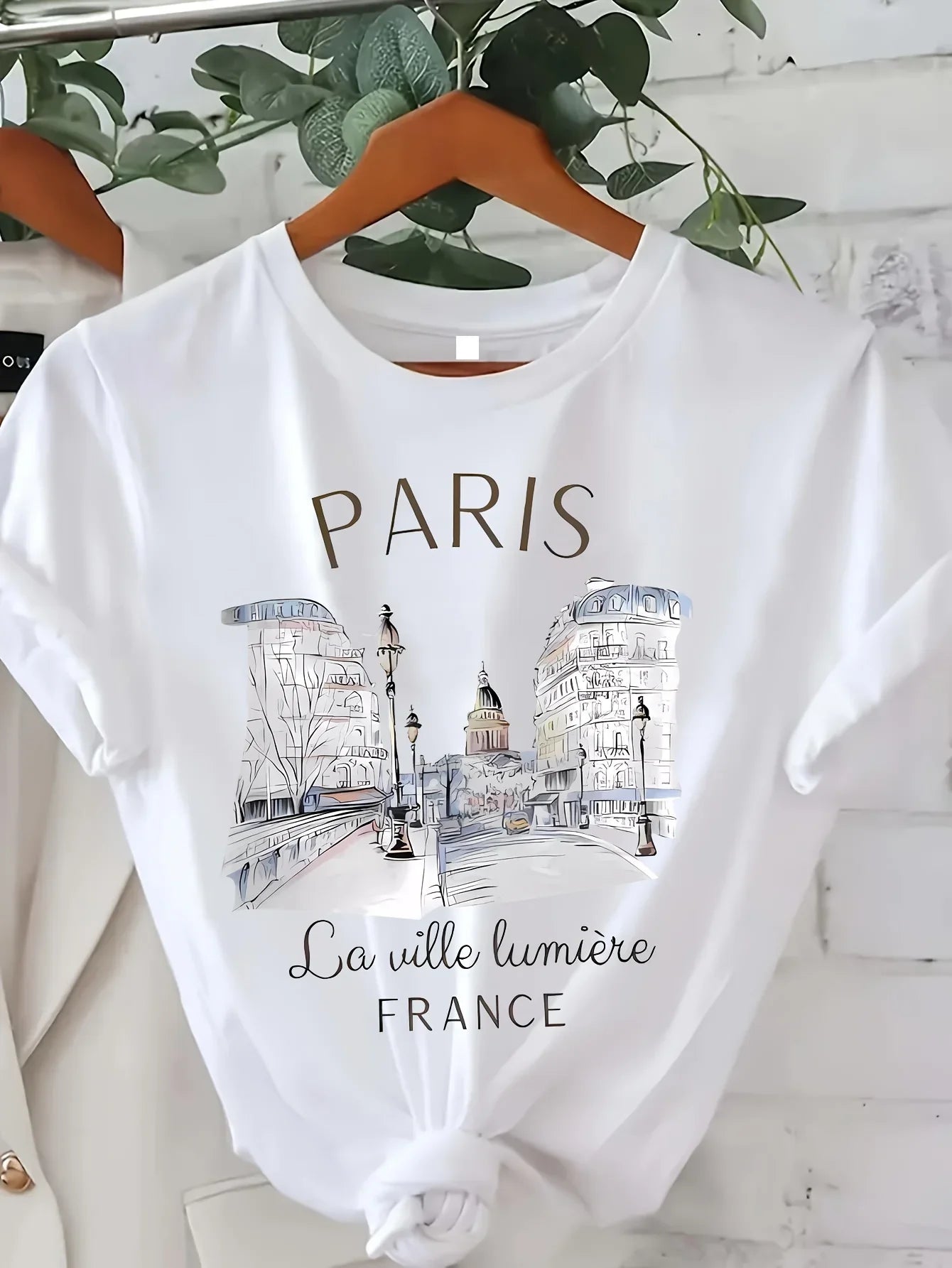 T-Shirt Imprimé 90s Paris Col Rond – Style Rétro Casual