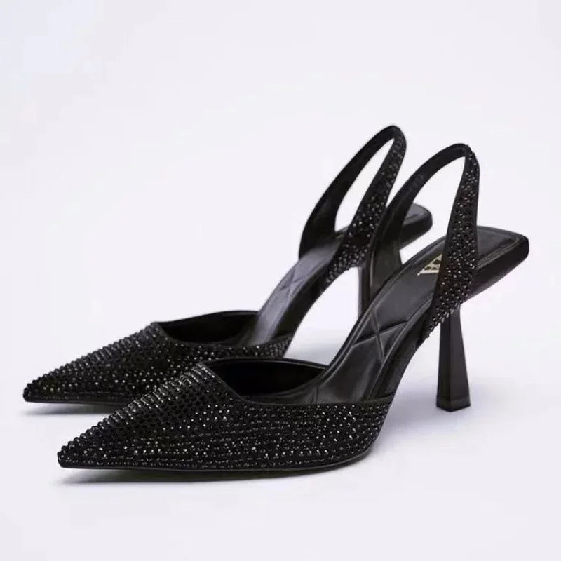 Sandales Talon Fin Bout Pointu Élégantes – Slip-On Femme