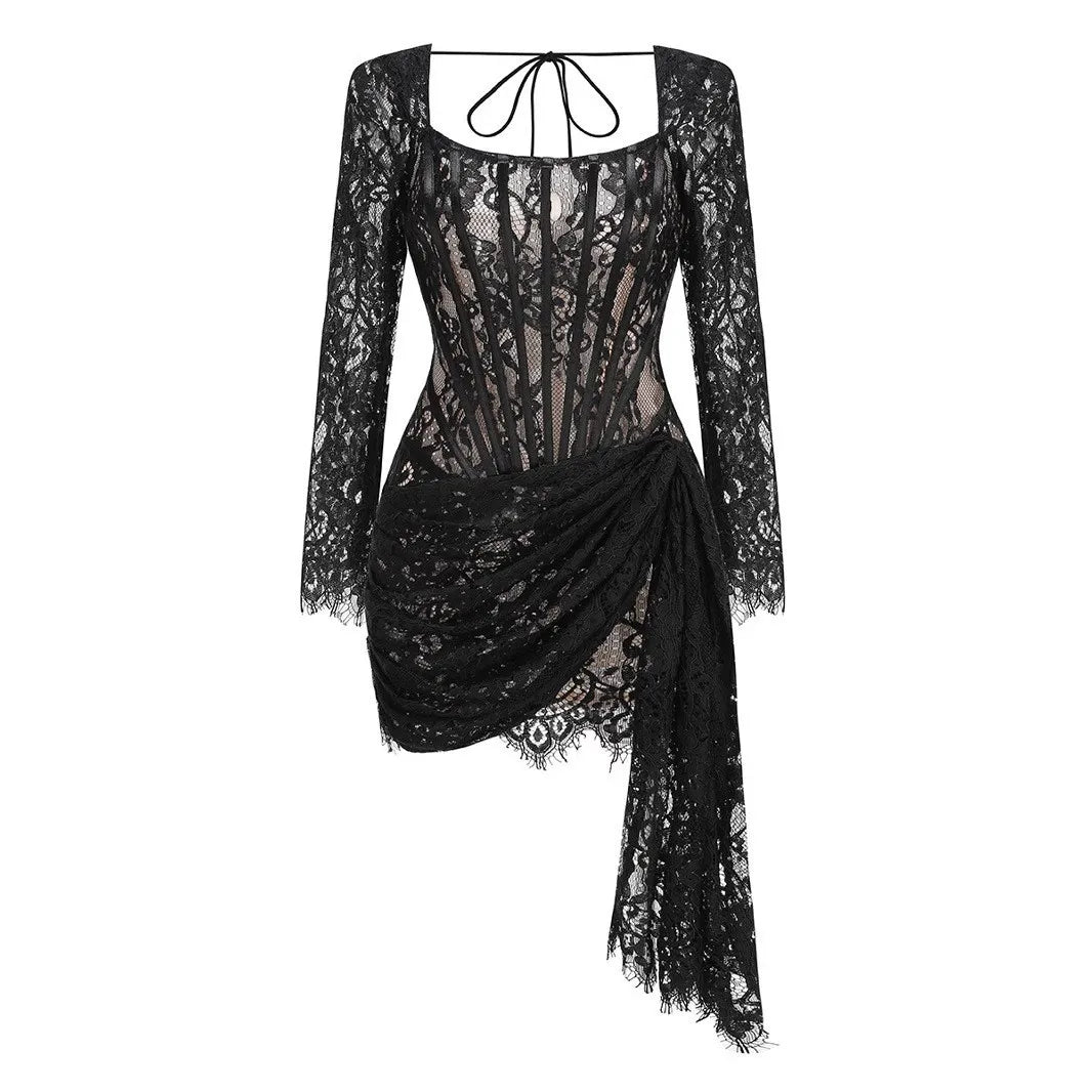 Robe de Soirée Dentelle Bustier Slim – Élégance & Sophistication
