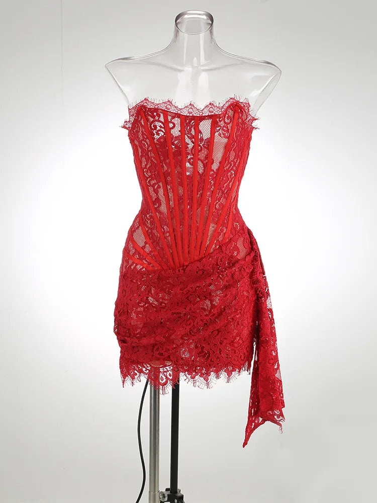 Robe de Soirée Dentelle Bustier Slim – Élégance & Sophistication