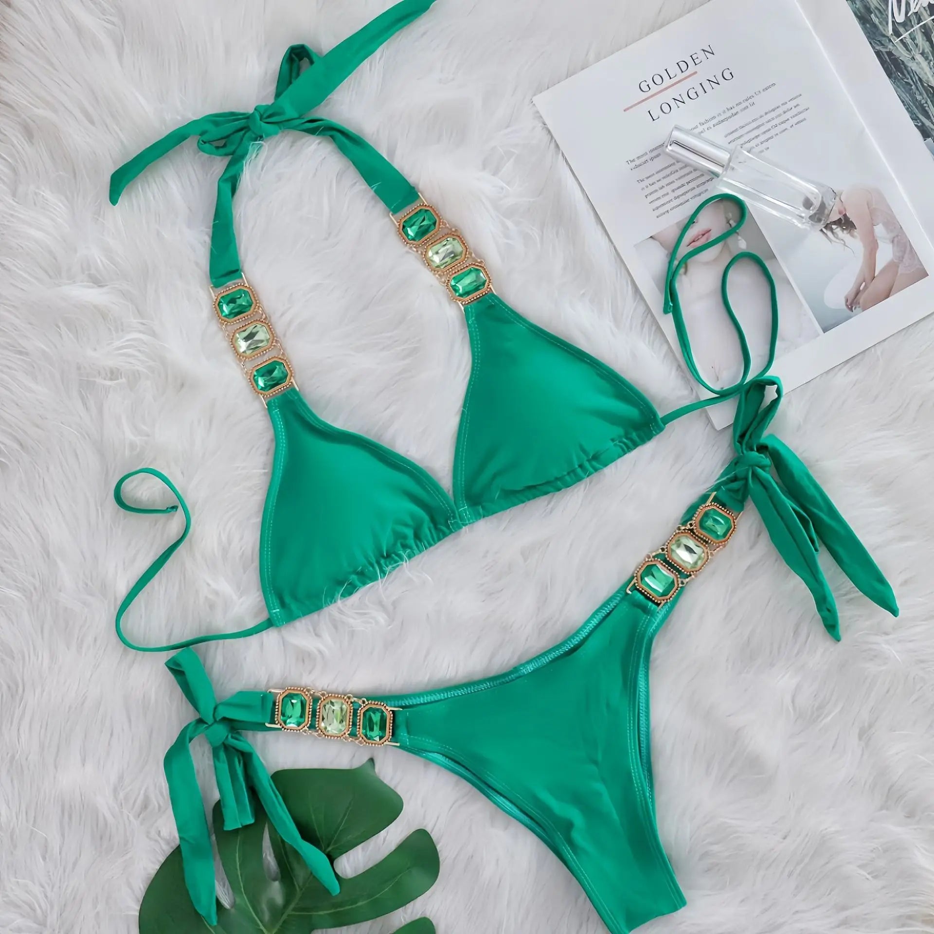 Bikini 2 Pieces Push Up avec Strass - Maillot de Bain Femme
