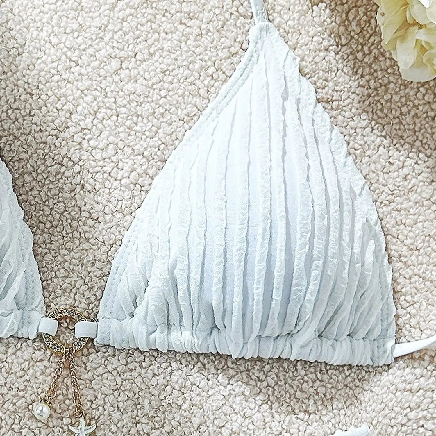 Bikini Halter Froncé Volants 2 Pièces – Coupe Haute Brésilienne