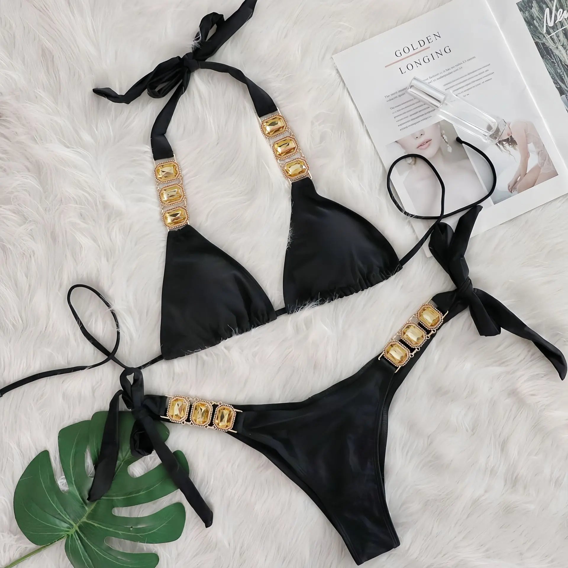 Bikini 2 Pieces Push Up avec Strass - Maillot de Bain Femme