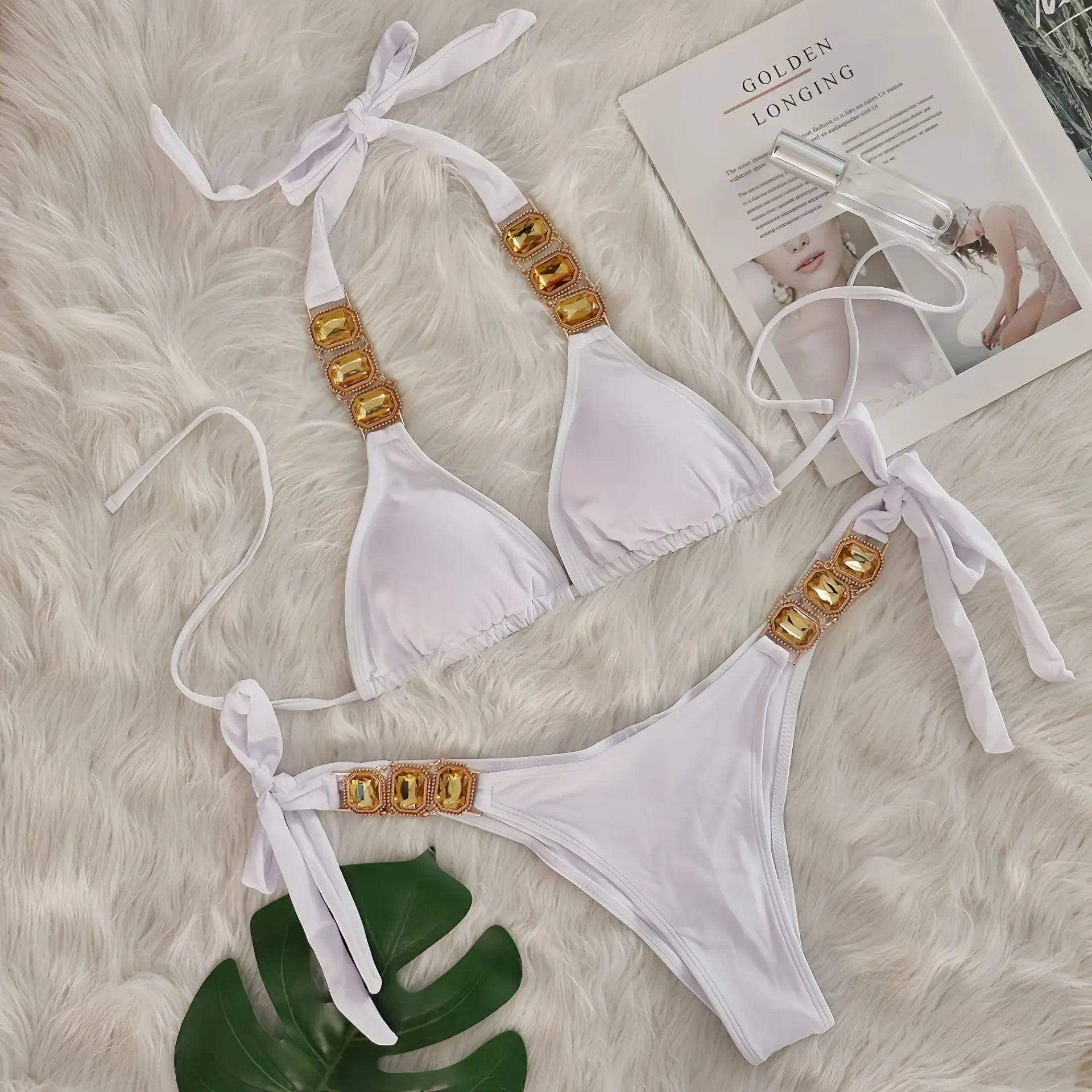 Bikini 2 Pieces Push Up avec Strass - Maillot de Bain Femme