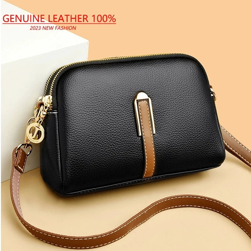 Sac Bandoulière Cuir Véritable Rabat Coque – Compact & Chic