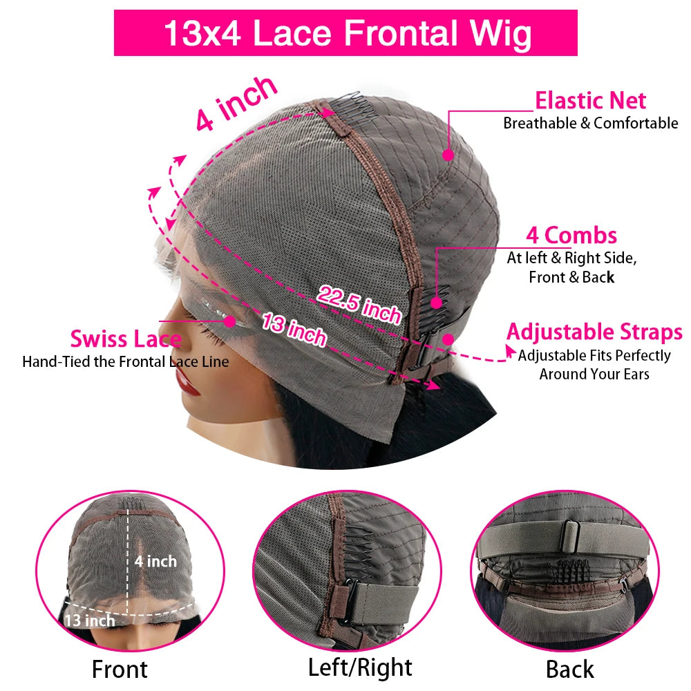 Perruque Lace Front HD Body Wave Brun Chocolat – 46 Pouces