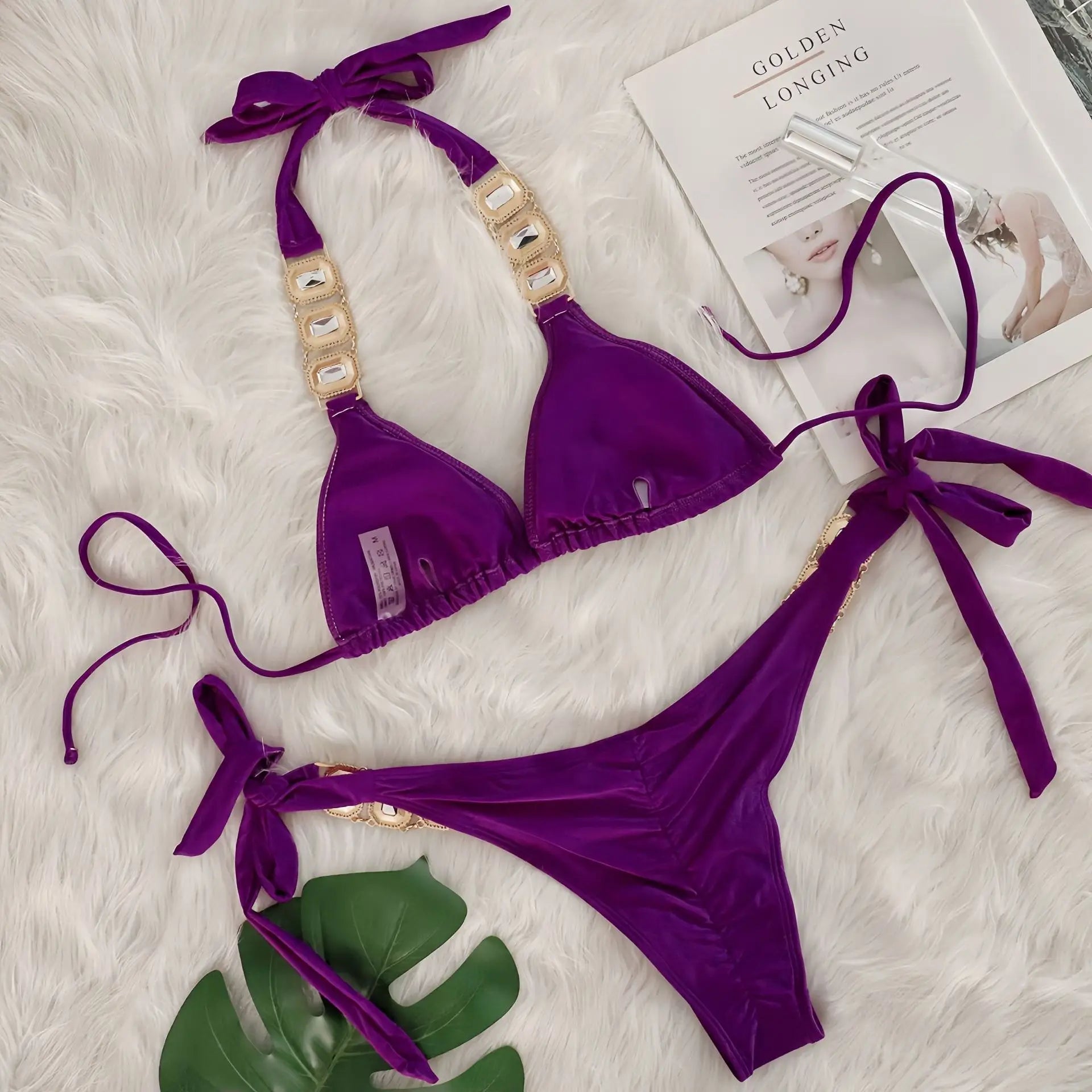 Bikini 2 Pieces Push Up avec Strass - Maillot de Bain Femme