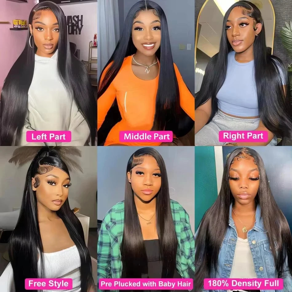 Perruque Lace Front HD Bone Straight Glueless – 13x4 & 13x6