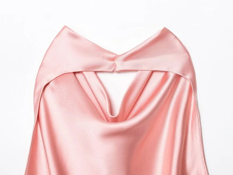 Top Halter Satin Dos Nu – Camisole Élégante Été Femme