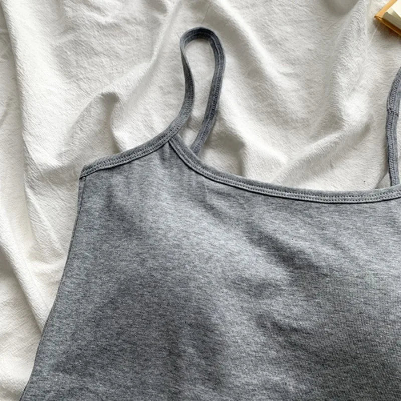 Camisole Bretelles Fines avec Coussinets Intégrés