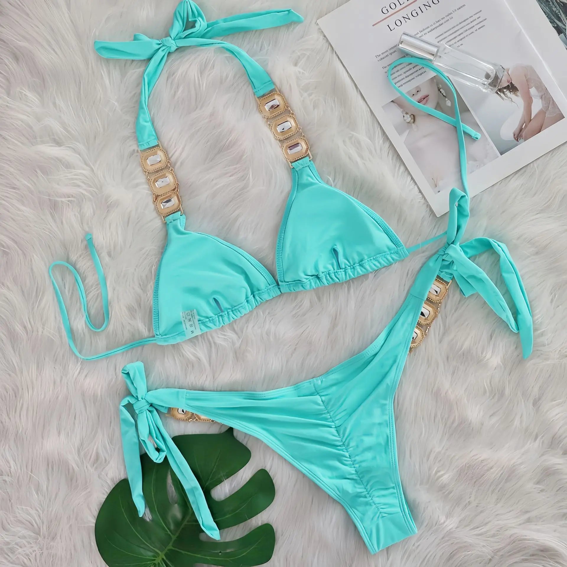 Bikini 2 Pieces Push Up avec Strass - Maillot de Bain Femme