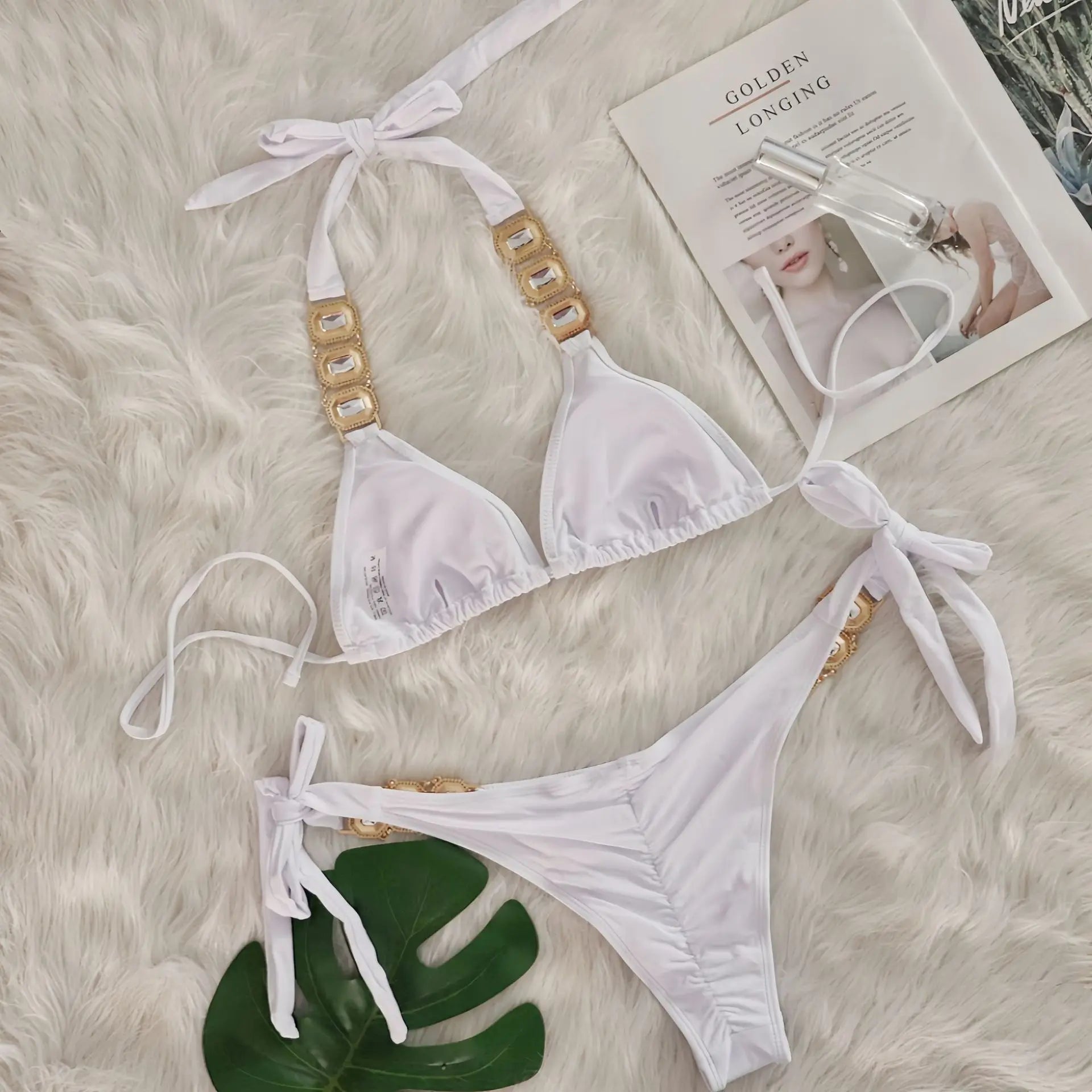 Bikini 2 Pieces Push Up avec Strass - Maillot de Bain Femme