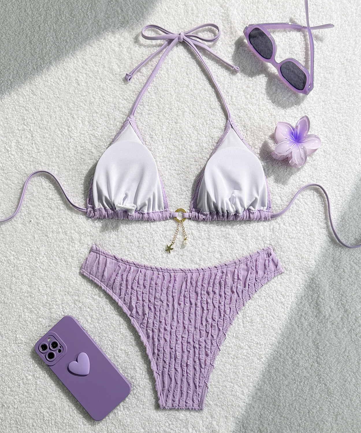 Bikini Halter Froncé Volants 2 Pièces – Coupe Haute Brésilienne
