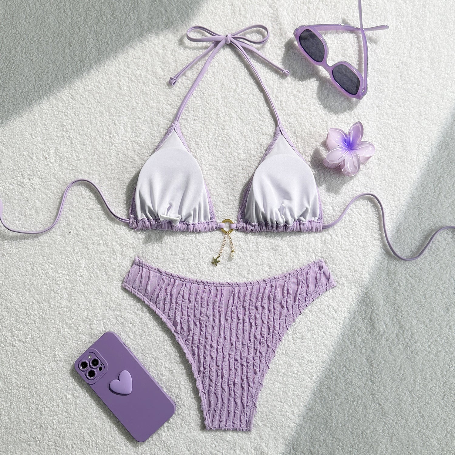Bikini Halter Froncé Volants 2 Pièces – Coupe Haute Brésilienne