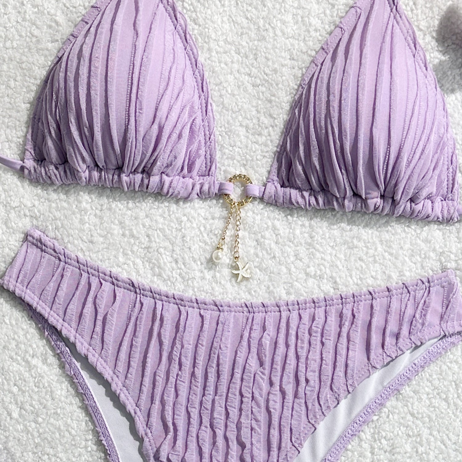 Bikini Halter Froncé Volants 2 Pièces – Coupe Haute Brésilienne