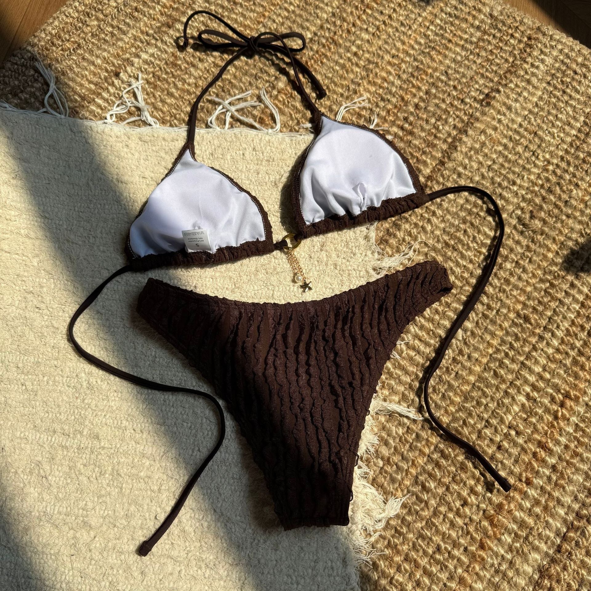 Bikini Halter Froncé Volants 2 Pièces – Coupe Haute Brésilienne