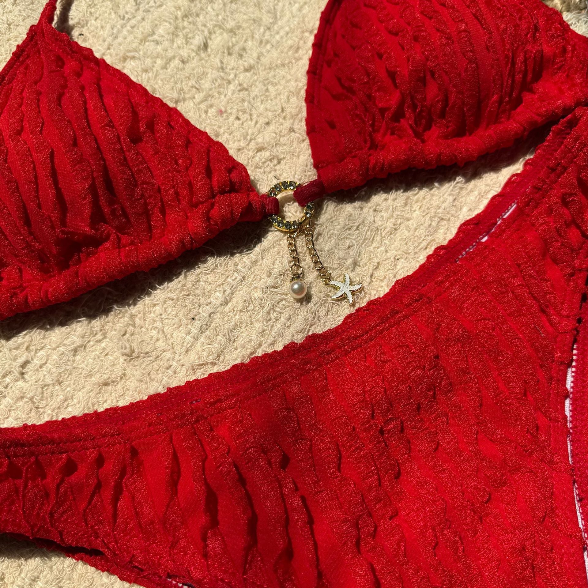 Bikini Halter Froncé Volants 2 Pièces – Coupe Haute Brésilienne