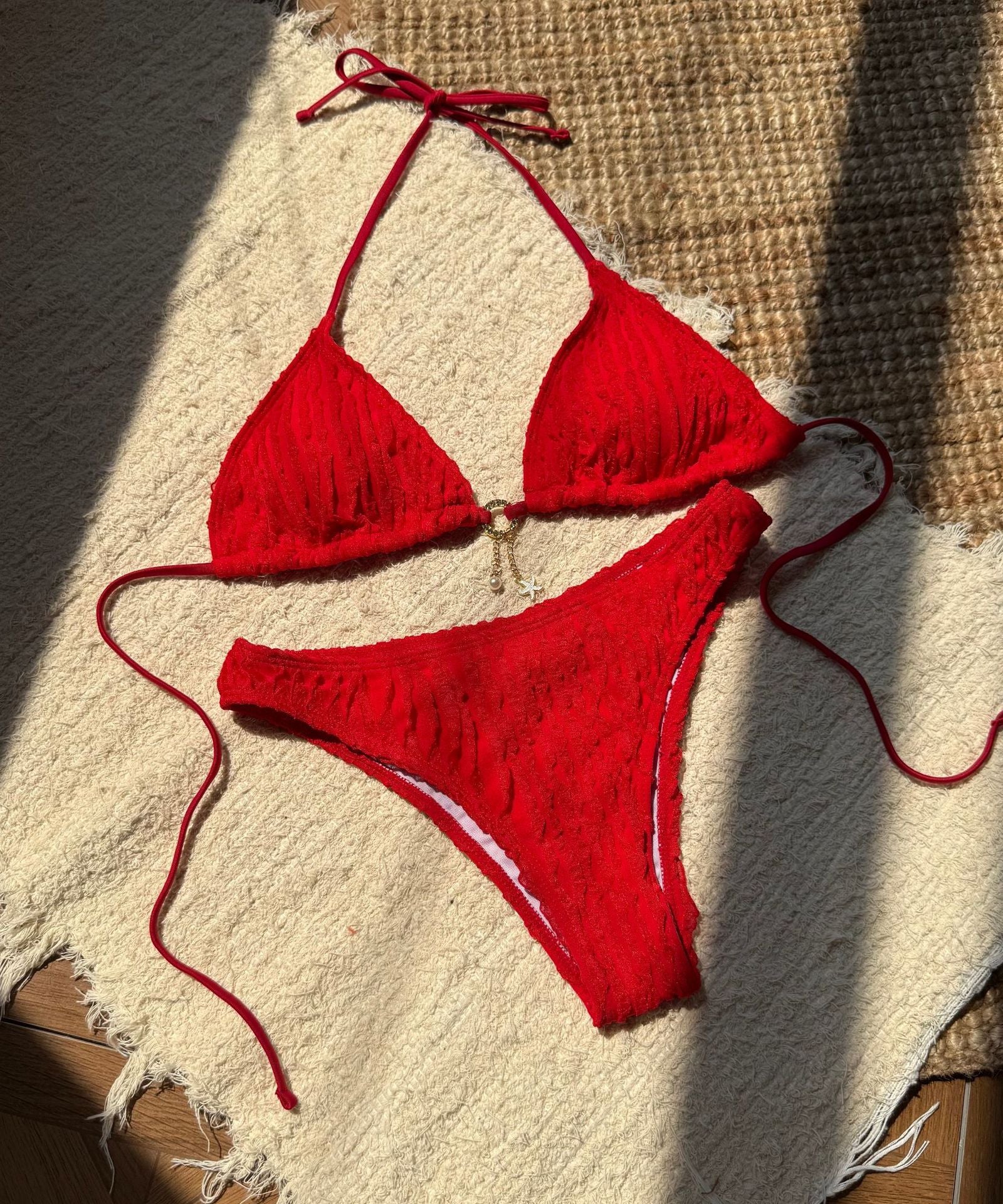 Bikini Halter Froncé Volants 2 Pièces – Coupe Haute Brésilienne