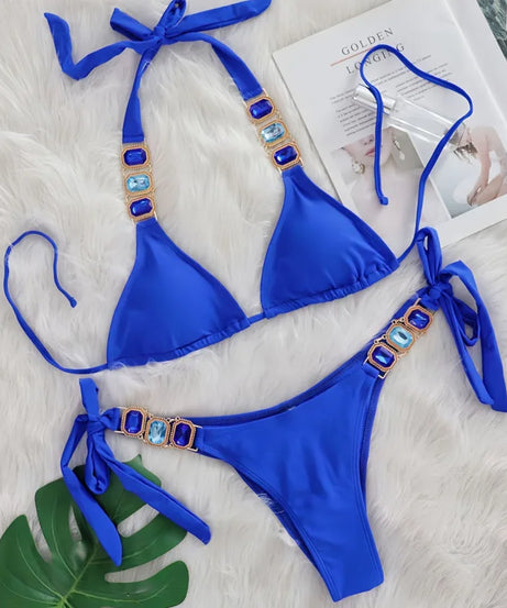 Bikini 2 Pieces Push Up avec Strass - Maillot de Bain Femme