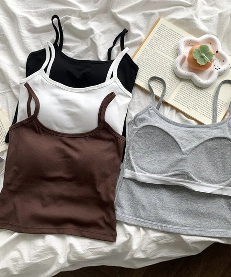 Camisole Bretelles Fines avec Coussinets Intégrés