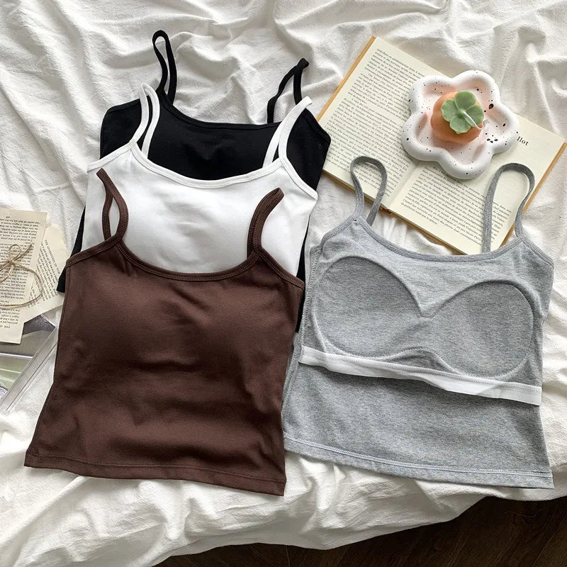 Camisole Bretelles Fines avec Coussinets Intégrés