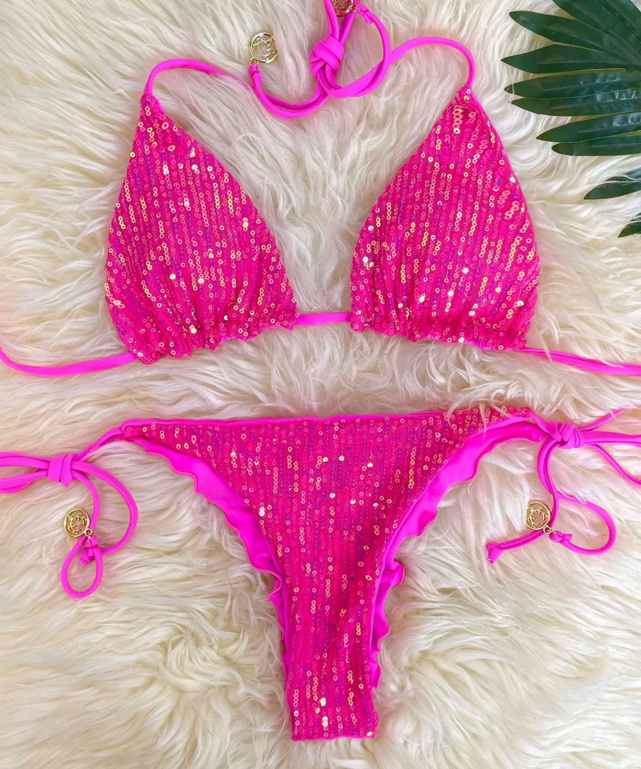 Bikini Pailleté 2 Pièces Étincelant – Maillot de Bain Festif