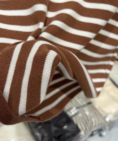 Pull Col Rouleau Rayé Manches Courtes Slim – Demi-Saison