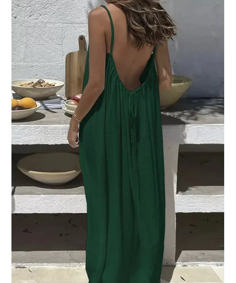 Robe Maxi Ample Sans Bretelles Dos Nu – Confort & Style