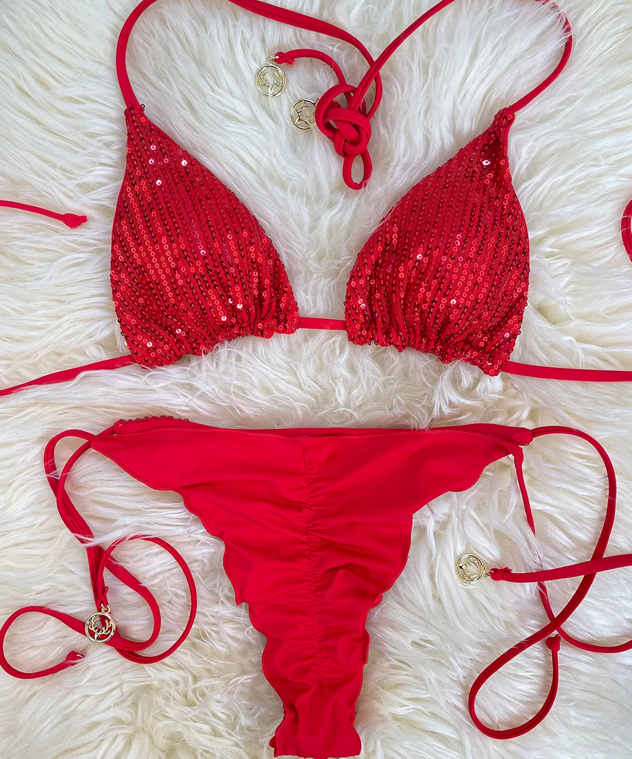 Bikini Pailleté 2 Pièces Étincelant – Maillot de Bain Festif
