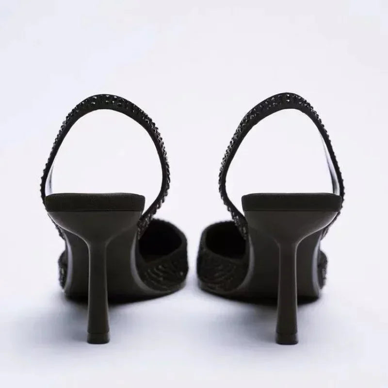 Sandales Talon Fin Bout Pointu Élégantes – Slip-On Femme