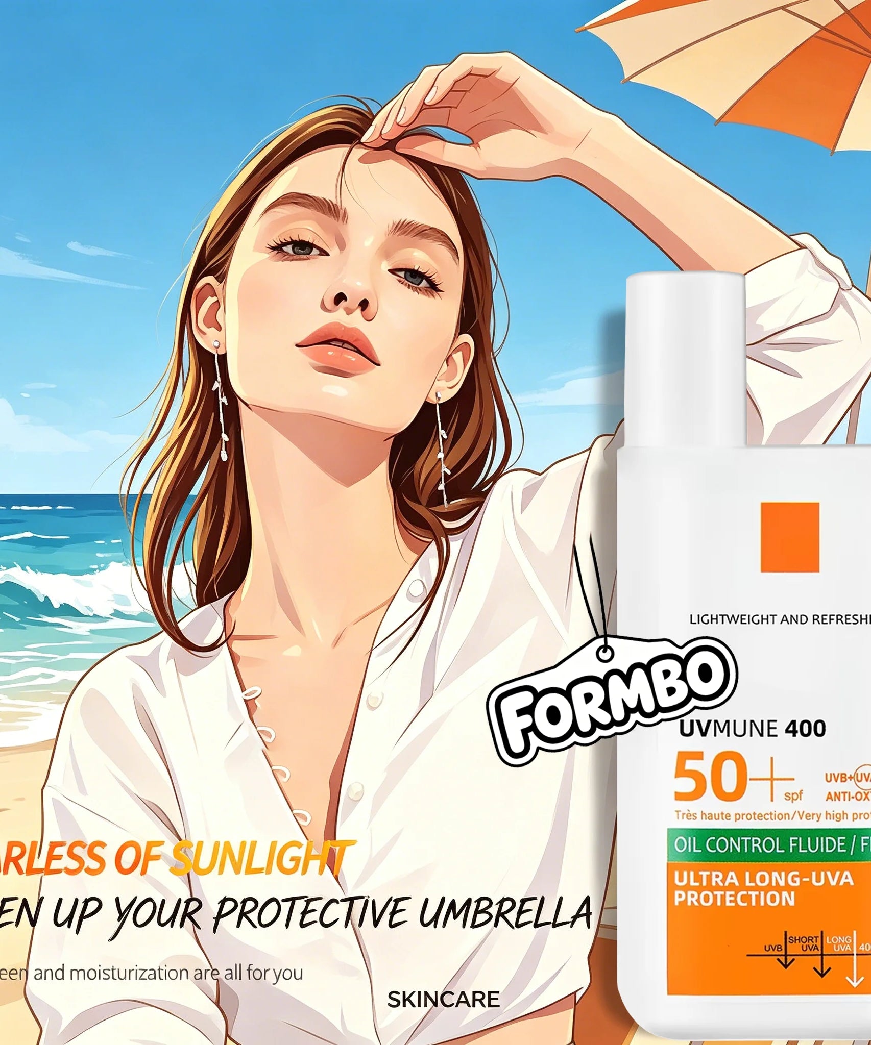 SPF50+ Sunscreen Lotion Lightweight Non-Greasy UV Protection Face Body Sunscreen Lasting Moisturizing Refreshing Sunburn Defense