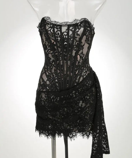Robe de Soirée Dentelle Bustier Slim – Élégance & Sophistication