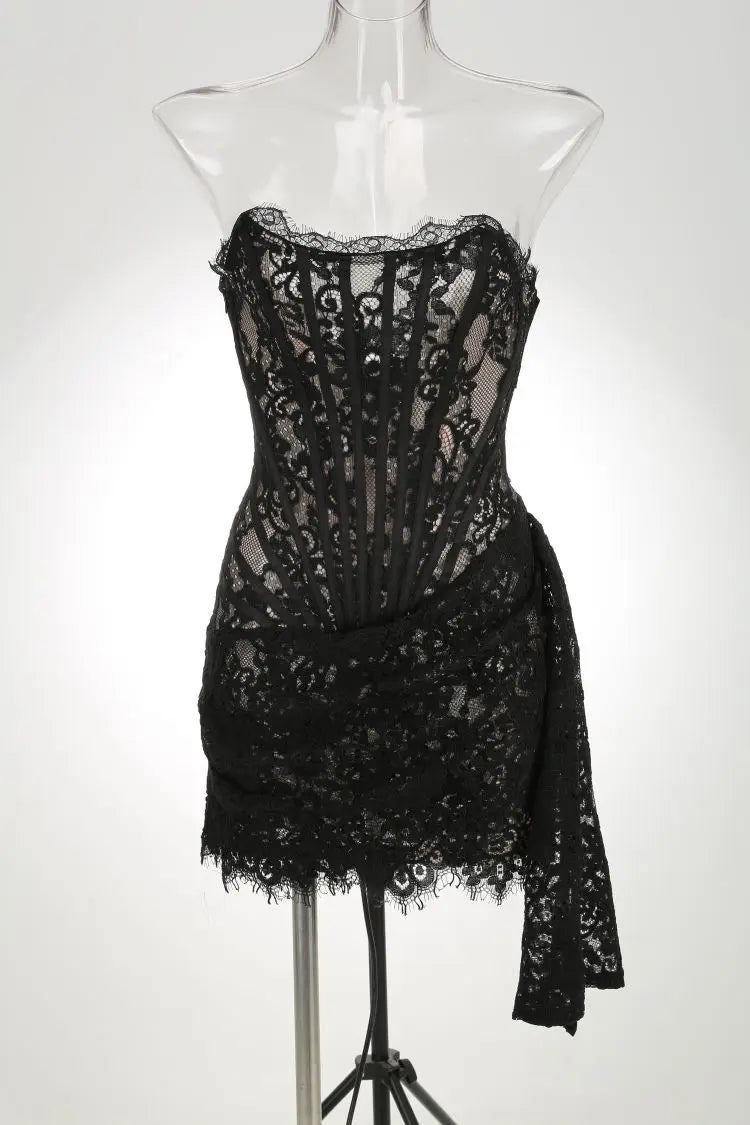 Robe de Soirée Dentelle Bustier Slim – Élégance & Sophistication