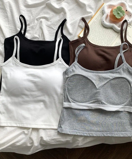 Camisole Bretelles Fines avec Coussinets Intégrés