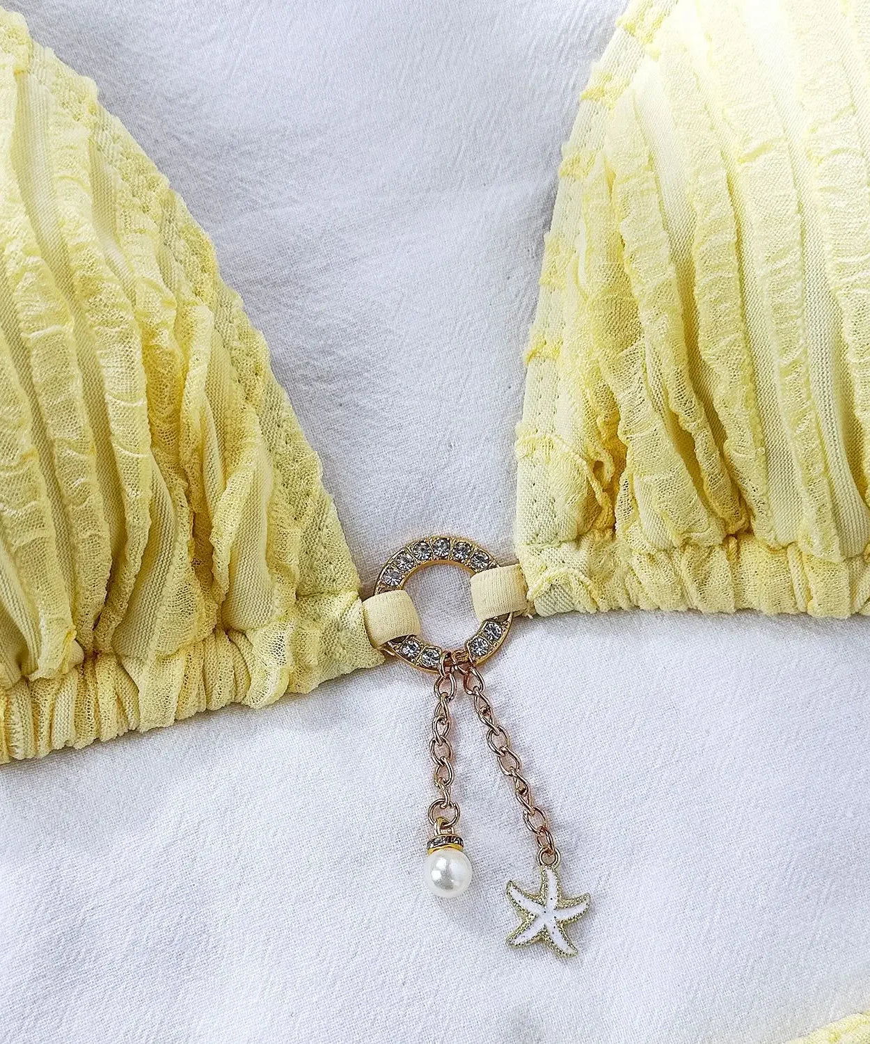 Bikini Halter Froncé Volants 2 Pièces – Coupe Haute Brésilienne