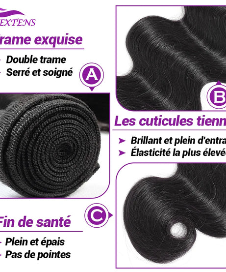 Mèches Body Wave Cheveux Humains Brésiliens Grade 12A