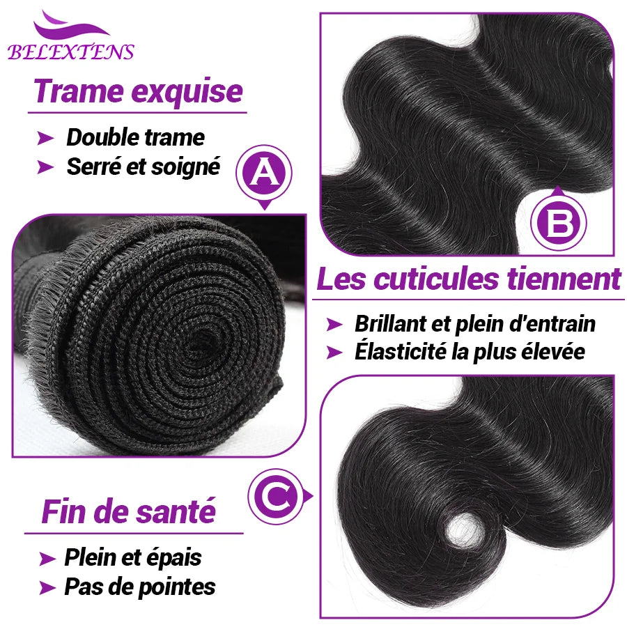 Mèches Body Wave Cheveux Humains Brésiliens Grade 12A