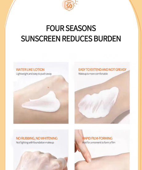 SPF50+ Sunscreen Lotion Lightweight Non-Greasy UV Protection Face Body Sunscreen Lasting Moisturizing Refreshing Sunburn Defense