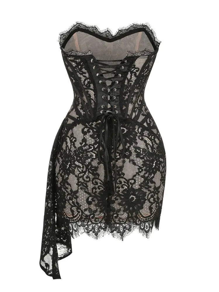 Robe de Soirée Dentelle Bustier Slim – Élégance & Sophistication